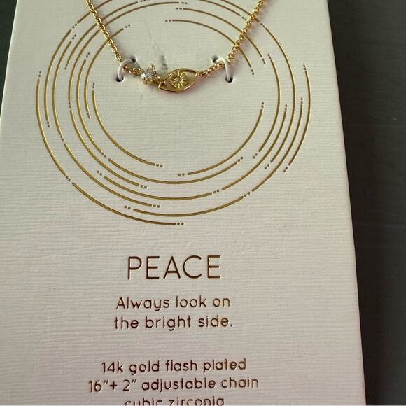 Unwritten Peace Always look on the bright side 14K Gold Flash Plated Necklace - Picture 2 of 4